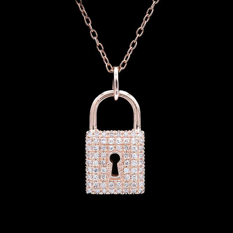 14kt Gold Diamond Padlock Necklace
