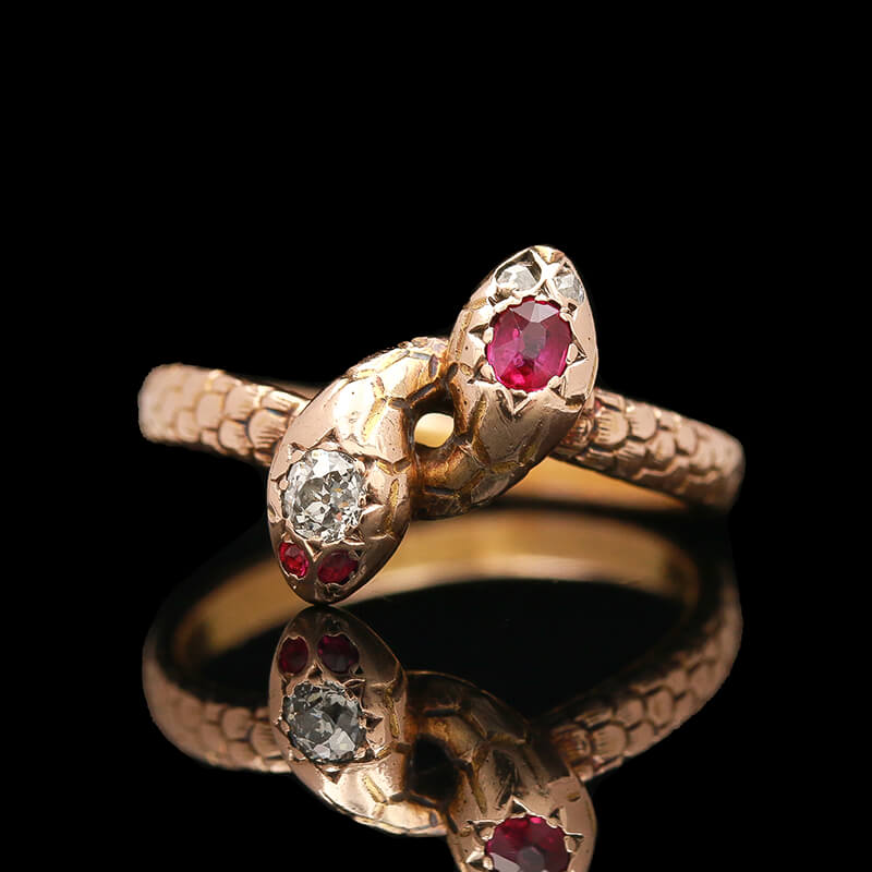 24K Yellow Gold Diamond Snake Ring - Josephs Jewelers