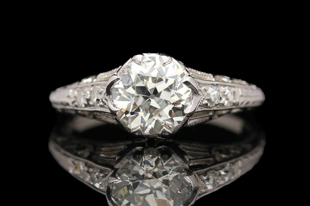 An antique engagement ring with an Old European Cut diamond